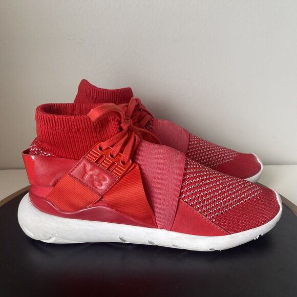 Y-3 YOHJI YAMAMOTO Qasa Elle Lace Knit Sock Red Trainers US 9 Sneakers - Picture 1 of 11
